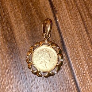 Vintage Gold plated coin necklace pendent